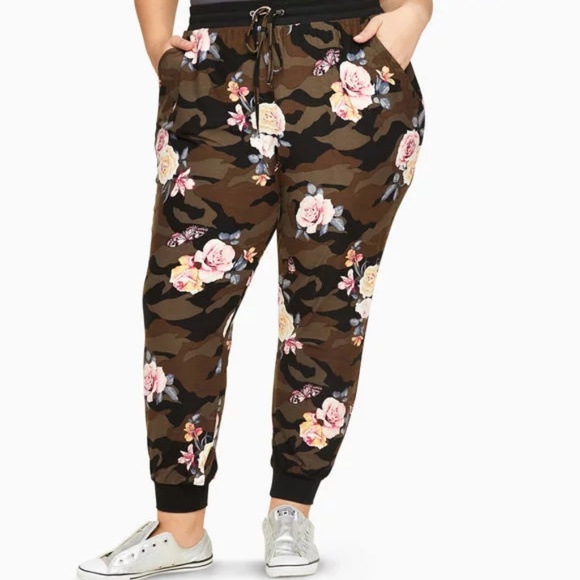 Loralette Pants - Loralette || 1X Olive Camo Floral Joggers